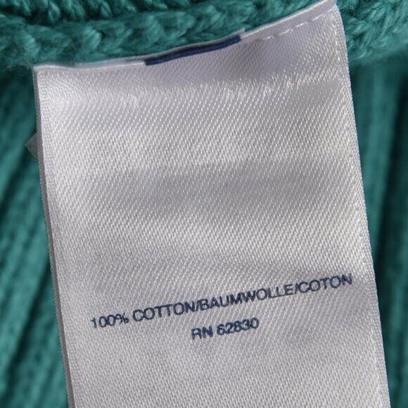 Land's End Drifter Cable Knit Cotton Sweater Long Sleeve Aqua Green Size Large - Picture 7 of 9
